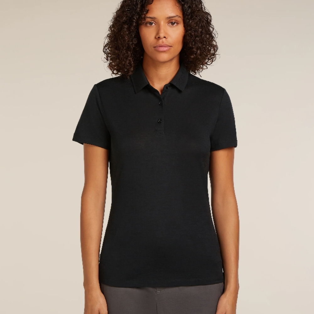 Icebreaker Black Merino Wool Polo Shirt S